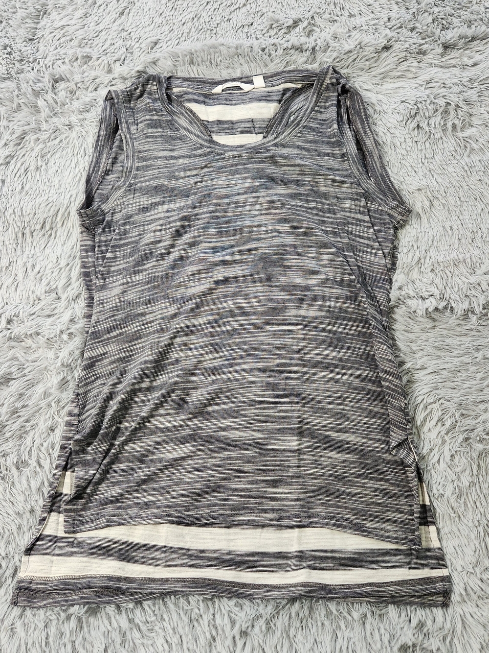Athleta Black and White Space Dye Drape Back Sleeveless Top